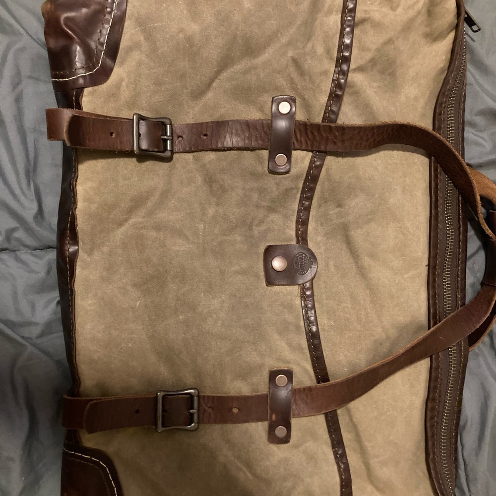 Olive and Brown Canvas Duffel Bag